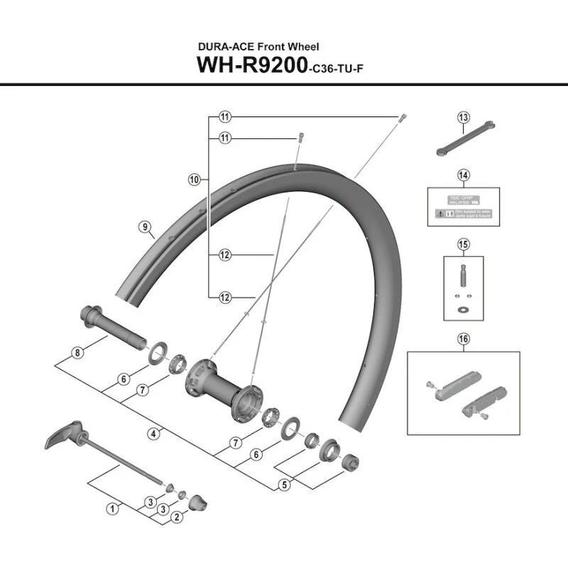 Shimano Dura Ace Eger 275mm til WH-R9200-C35-TU-F