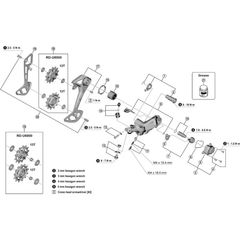 Shimano Cues Yderplade RD-U8000-GS, 11-gear