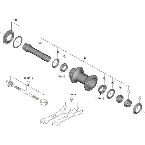 Shimano XTR HB-M9110 Non-Boost Foraksel