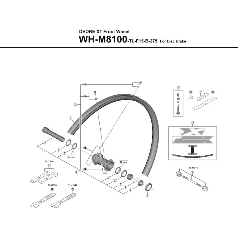 Shimano Eger 281,5 mm til WH-M8100-TL-F15-B-275