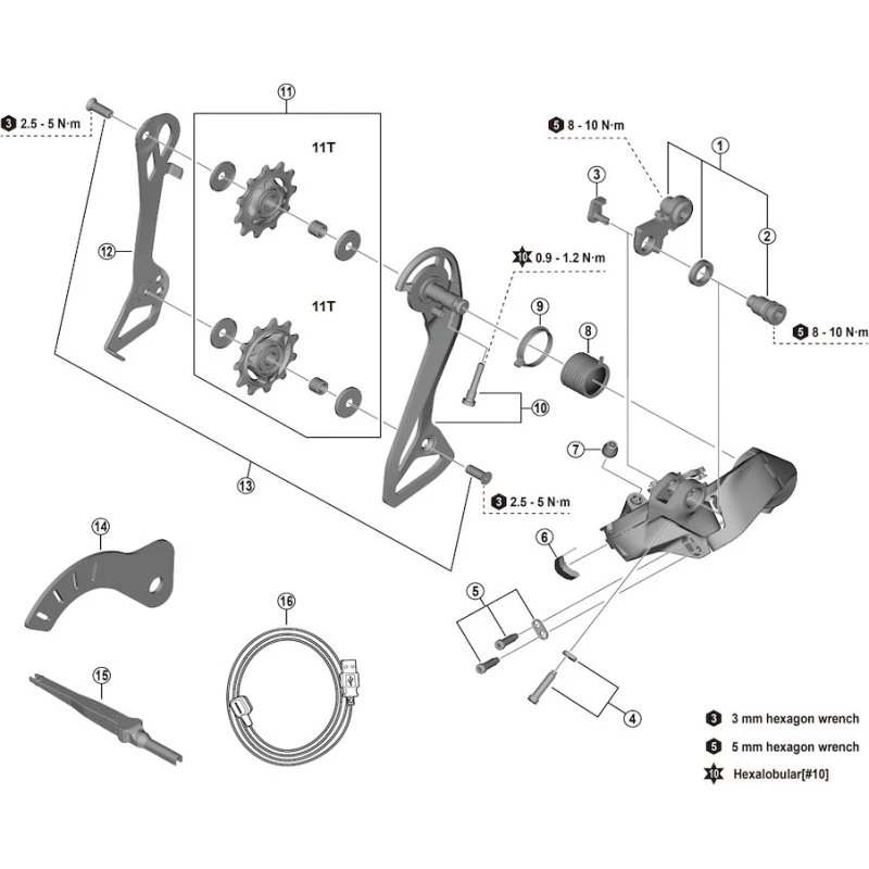 Shimano 105 Akselbeslagakselenhed RD-R7150 (Di2, 12 gear)