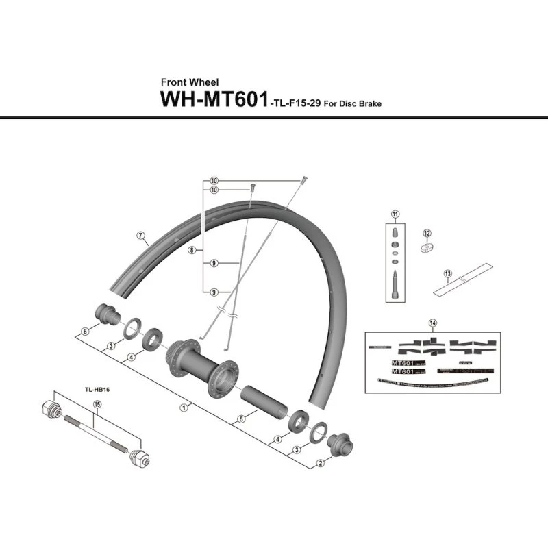 Shimano Eger 290mm til WH-MT601-TL-F15-29