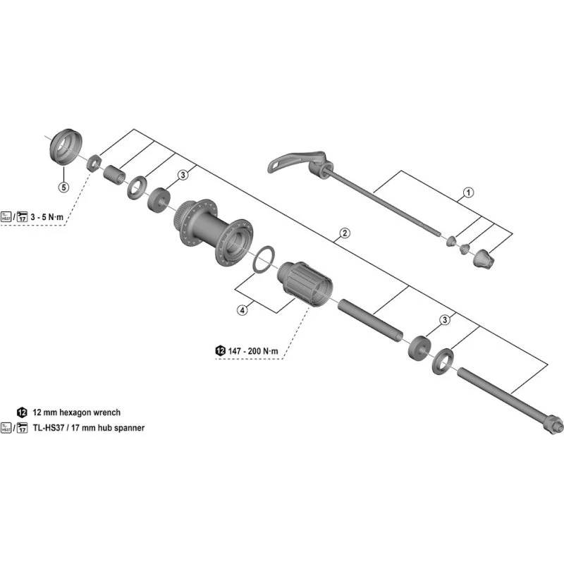 Shimano aksel komplet FH-QC400-HM-B Boost