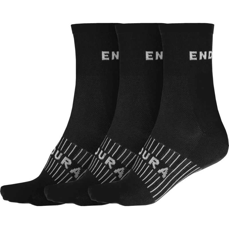 Endura Coolmax Stribet Cykelstrømper 3 stk. Sort