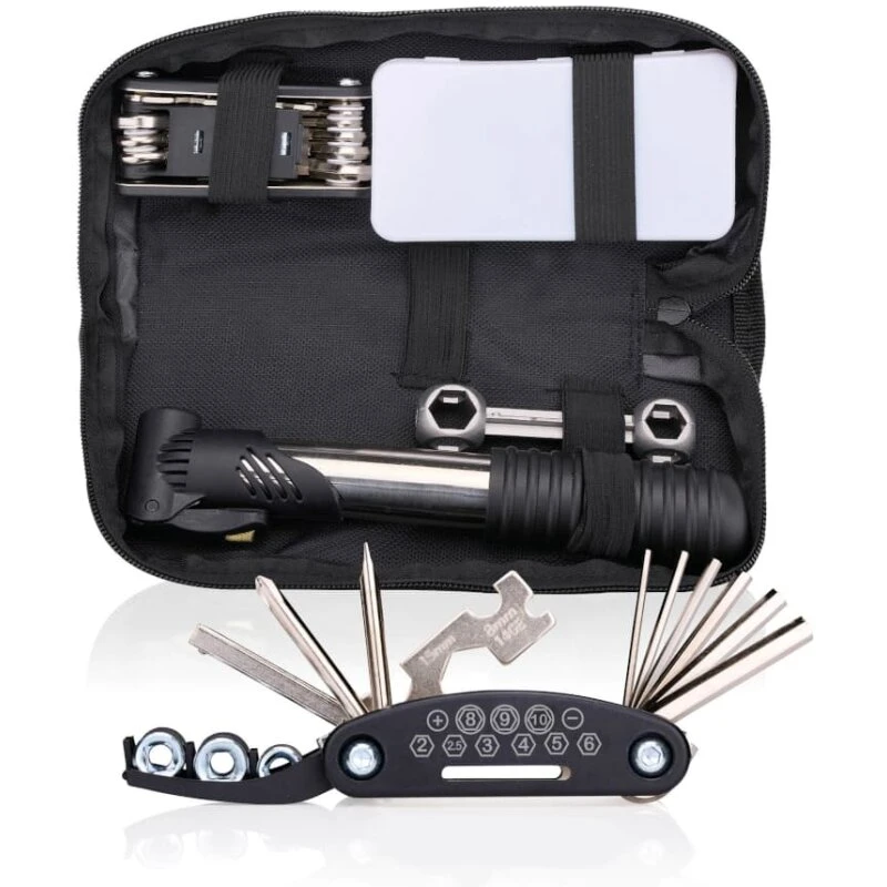 Bicycle Gear 14-delt cykelværktøjssæt med pumpe og taske