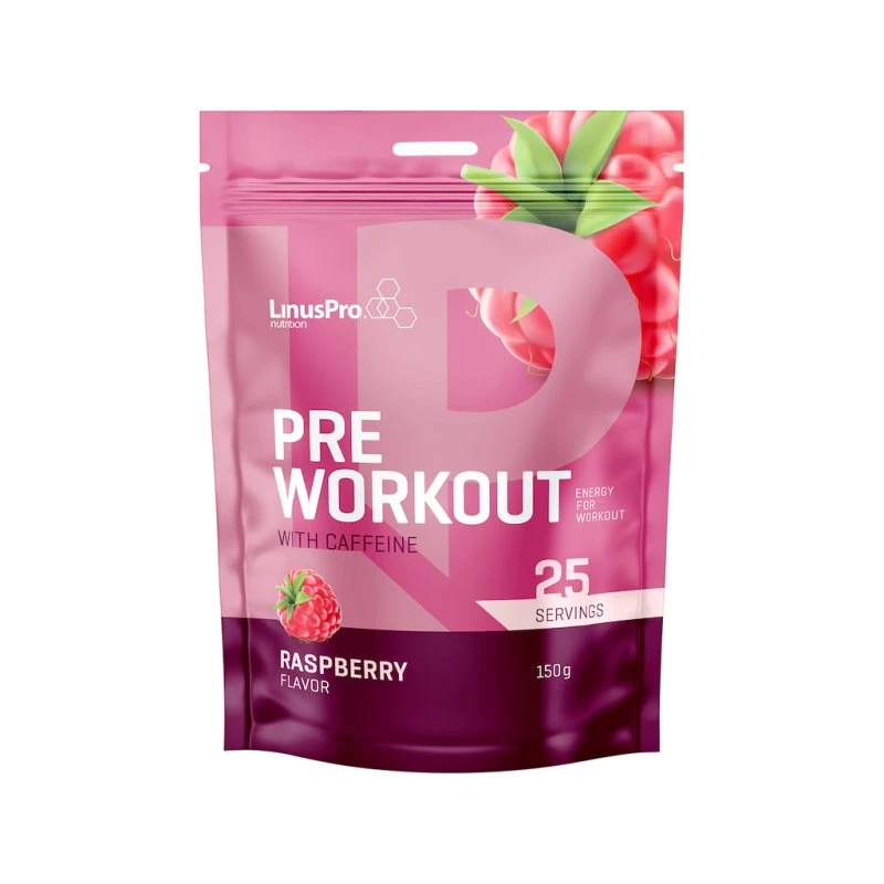 LinusPro Pre Workout med Koffein, Hindbær, 150g
