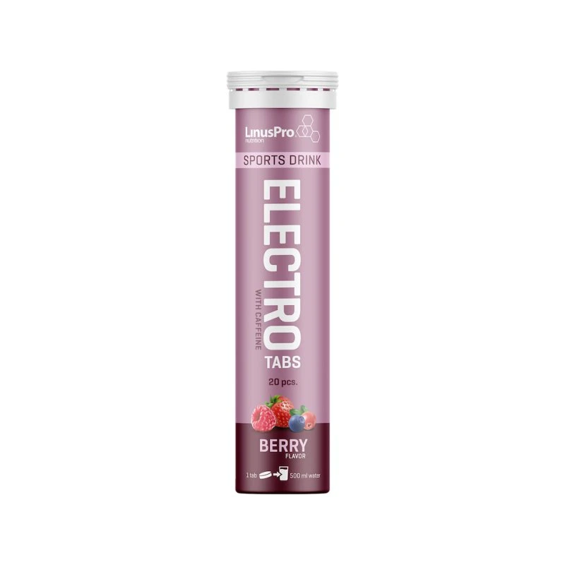 LinusPro Elektrolyt Tabs Berry med Koffein 20 tabs