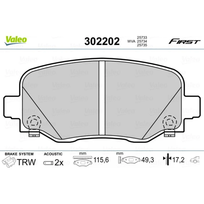 VALEO 302202 Bremseklodser til FIAT 500X & Jeep Compass/Renegade
