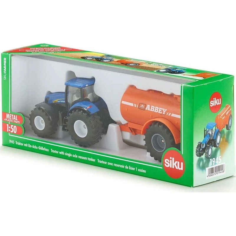 Siku 1:50 New Holland Traktor med Enakslet Slamsuger
