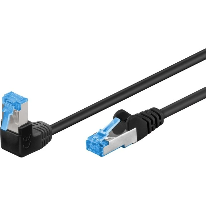 Goobay CAT 6A S/FTP 1m vinklet netværkskabel, sort