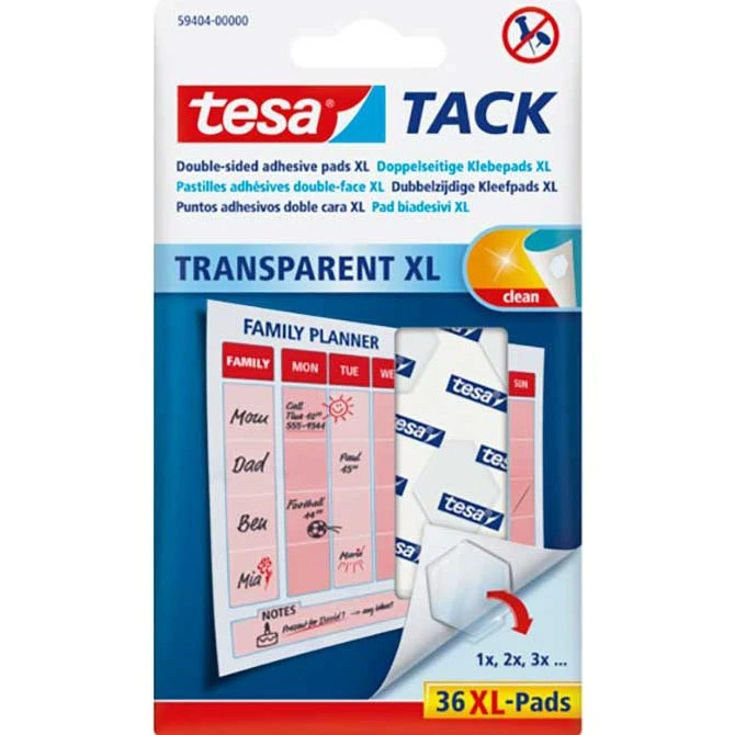 tesa TACK XL Tack Puder, 36 stk, gennemsigtig