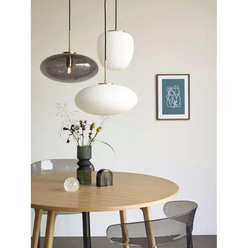 Hübsch Muse Pendel Ellipse Opal/Brass - Stue - Metal