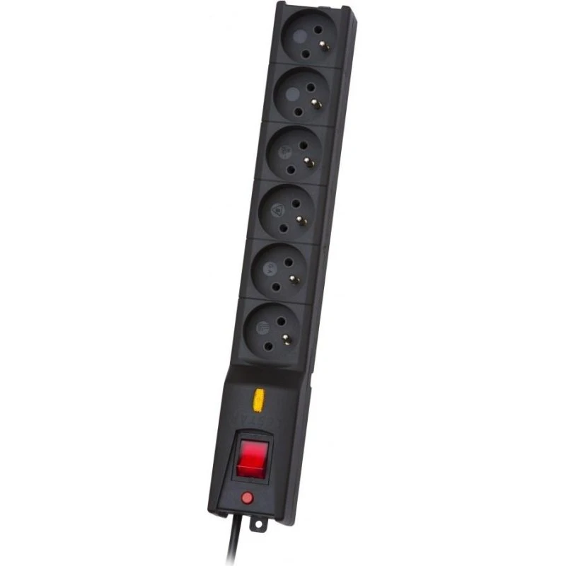 Lestar LX 610 6-stik strømstødsbeskytter, 3 m, sort