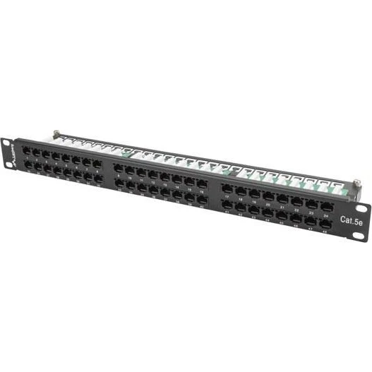 Lanberg PPU5-1048-B 1U Patchpanel, 48 porte, Cat5e, sort