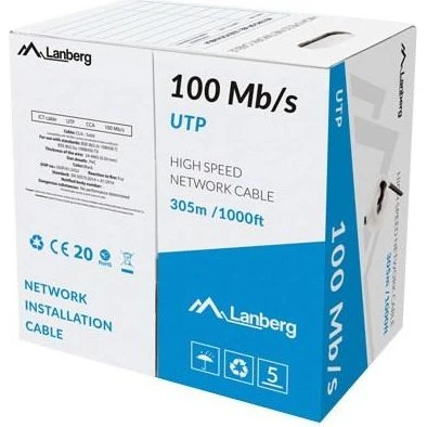 Lanberg UTP 305 m CAT 5e 100 Mb/s Sort