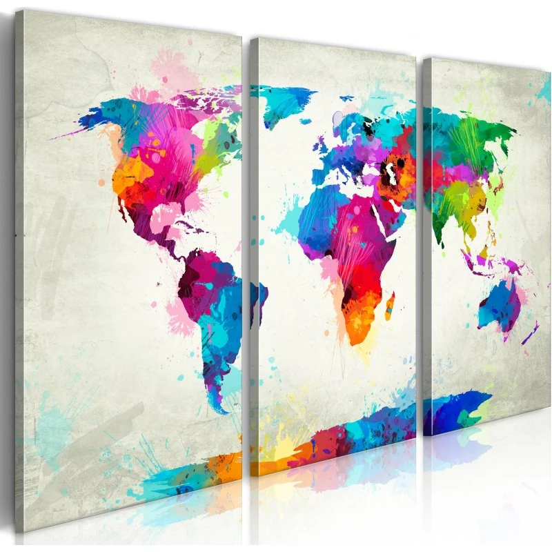 ARTGEIST Verdenskort An Explosion of Colors 120x80 cm, 3-delt