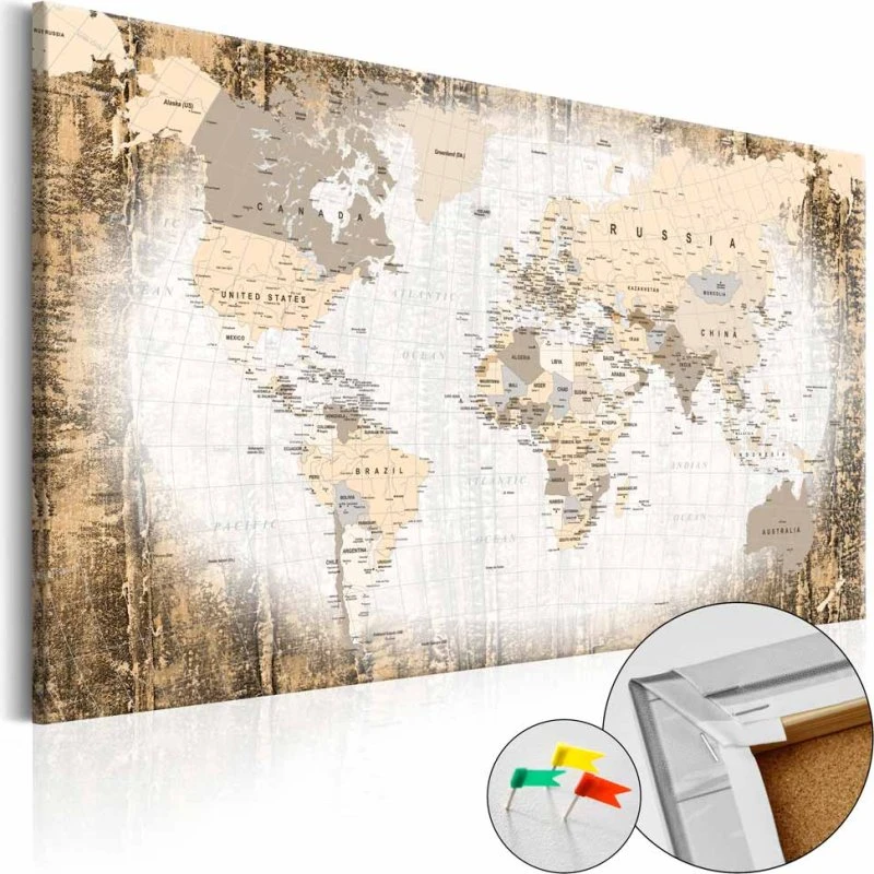 ARTGEIST Enclave of the World 80x120 cm hvid/brun korkbillede