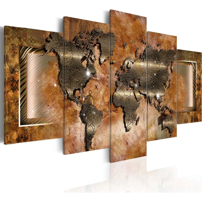 Artgeist Steel Map - Abstrakt verdenskort på lærred, 200x100 cm