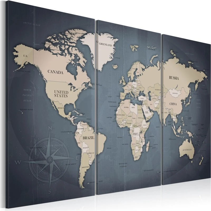 ARTGEIST Anthracitic World 120x80 cm - 3-delt lærredsbillede