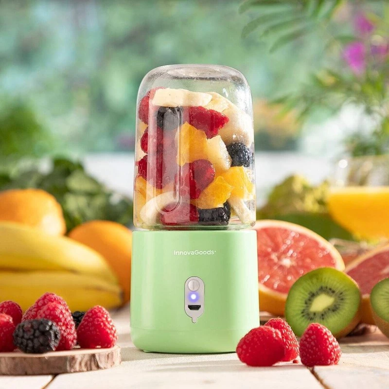GreenBlend Bærbar Genopladelig Blender, Grøn/Gennemsigtig