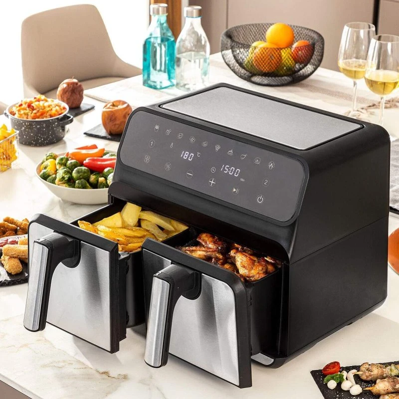 InnovaGoods Fryinn Double 8000, 8 L, sort, 3400 W, rustfrit stål