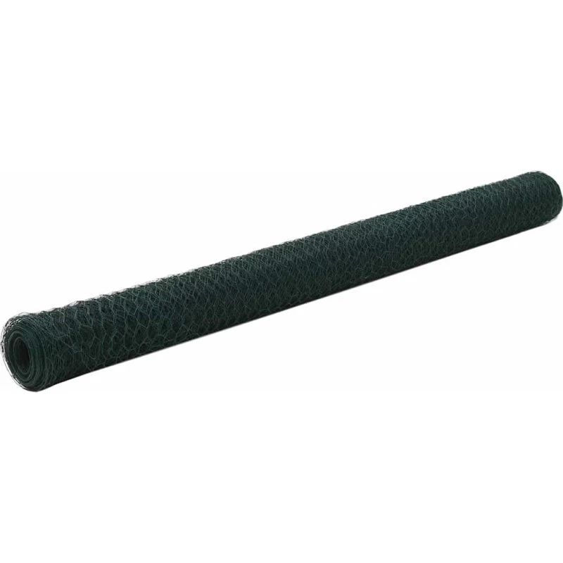 vidaXL Hønsenet Stål med PVC-Belejning 25 x 1,5 m Grøn