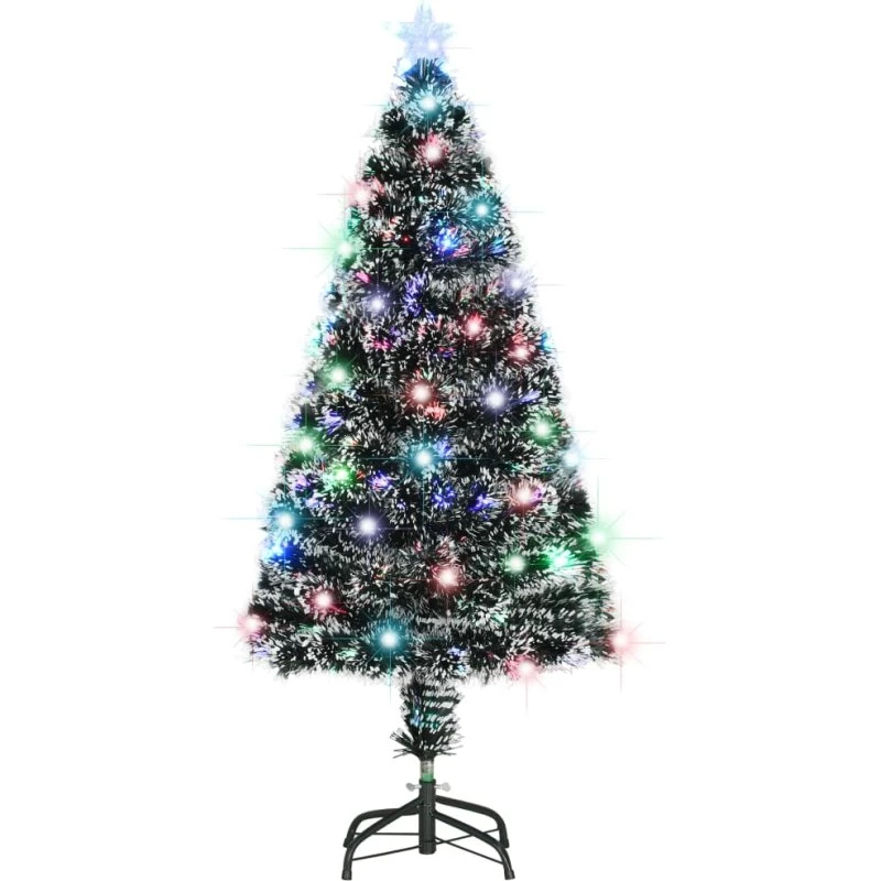 vidaXL 120 cm fiberoptisk juletræ med stativ og LED