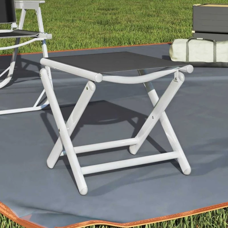 vidaXL Foldbar Fodskammel | Aluminium & Textilene | Sort/Sølv