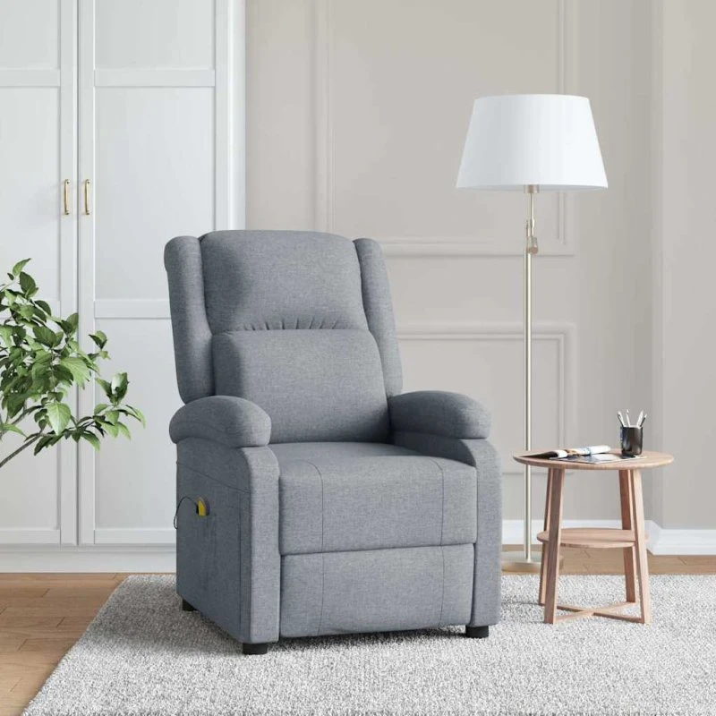 vidaXL Massagestol Stof Lysegrå