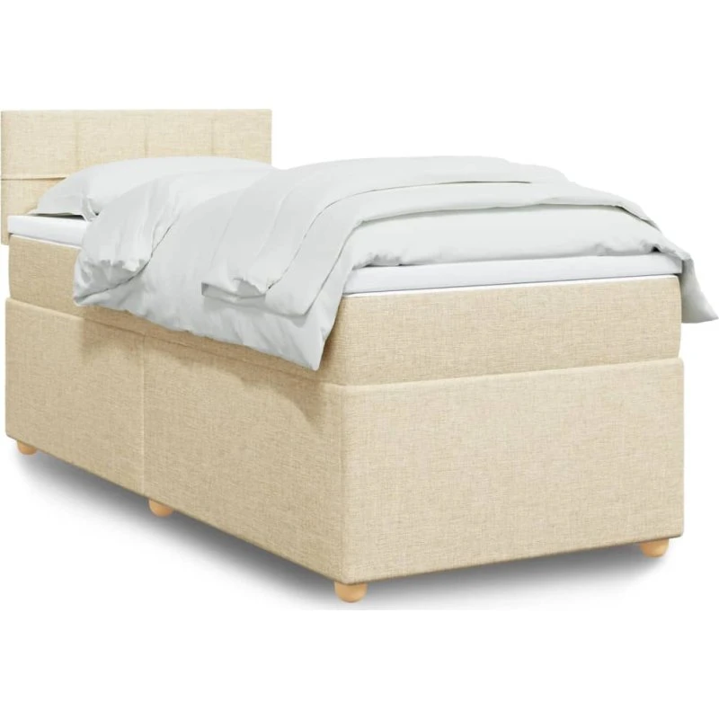 vidaXL Kontinentalseng 90x200 cm stof cremefarvet med pocketmadras