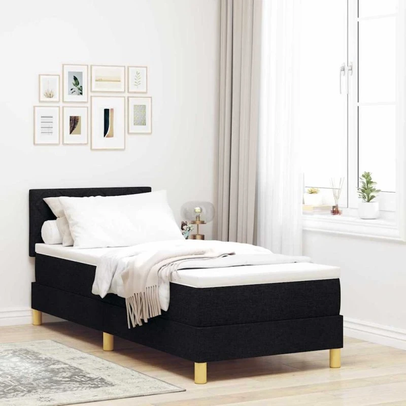 vidaXL Boxspring Seng med Hovedgærde, Sort 80 x 200 cm