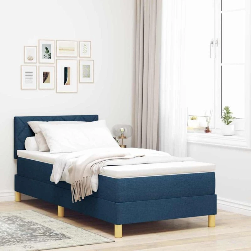 vidaXL Boxspring Seng med Hovedgærde, Blå, 100 x 200 cm