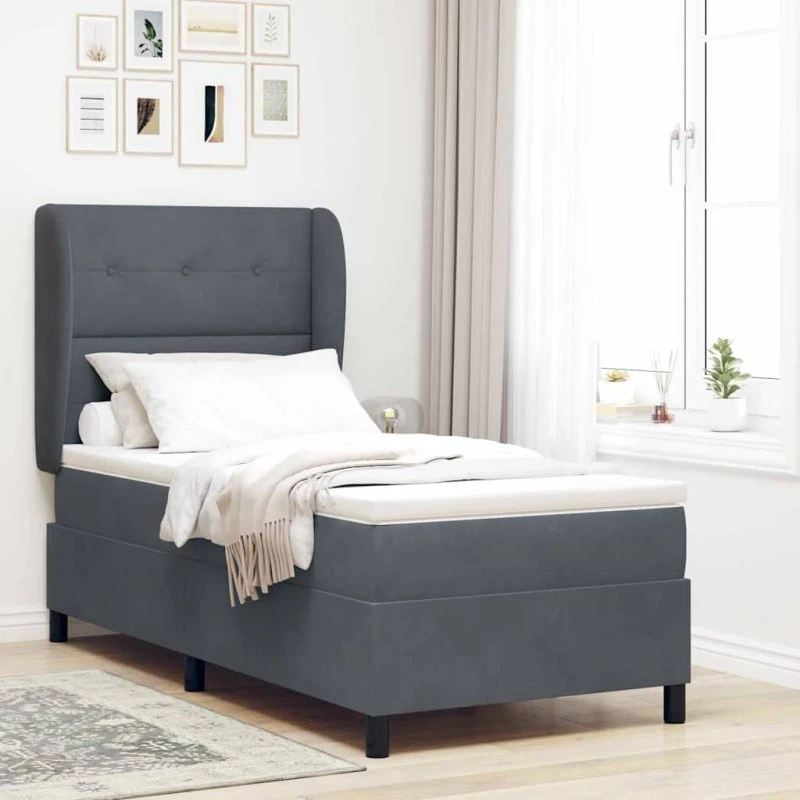 vidaXL Boxspring Seng med Madras Mørkegrå 200x80 cm