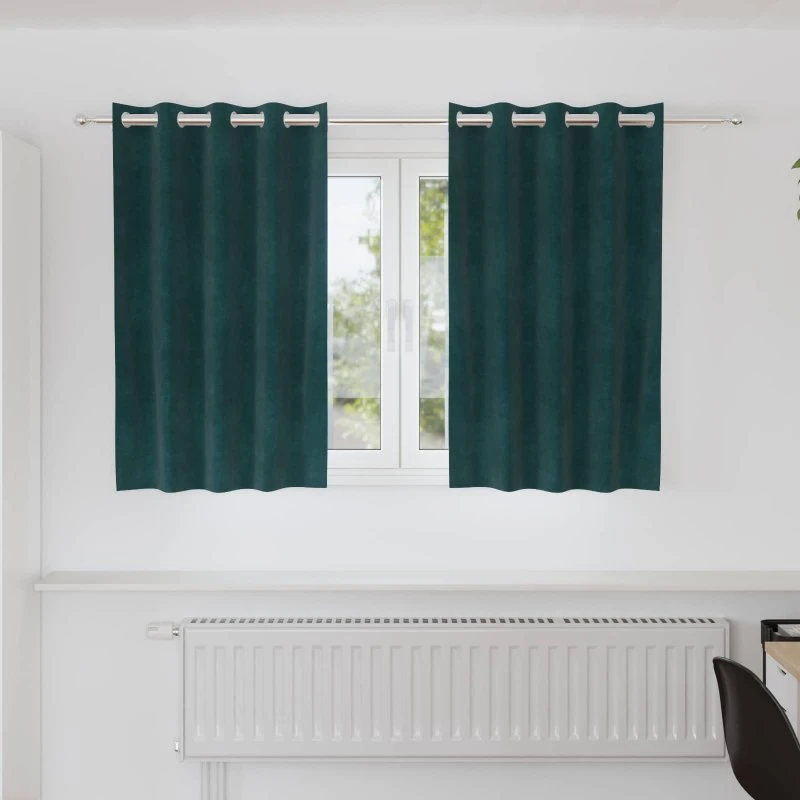 vidaXL Mørklægningsgardiner 2 stk Mørkegrøn 140 x 140 cm Fløjl