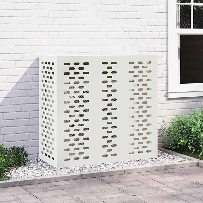 vidaXL Air Conditioner Cover Hvid 110 x 50 x 105 cm Stål