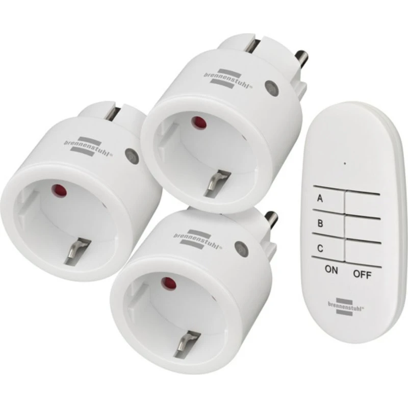 Brennenstuhl CL Mini Stikkontakt med Remote, Hvid, 3-Pack