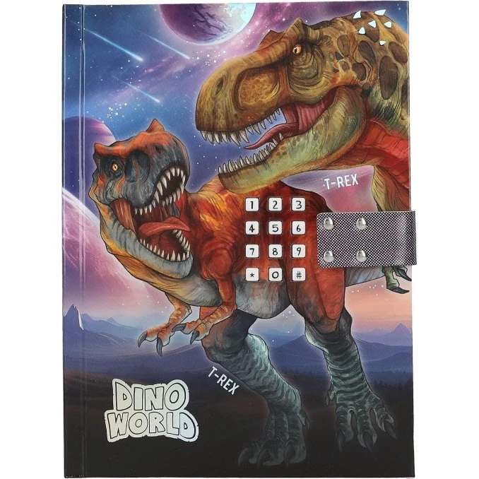 Dino World Dagbog med Kode og Lyd – T-rex-motiv, 80 sider