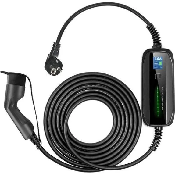 Extralink BS-PCD030 16A 3,6 kW Schuko bærbar elbiloplader, 5,5 m, LCD
