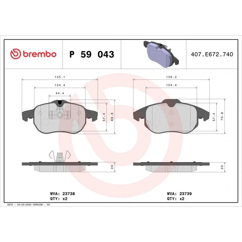 Brembo Bremseklodser P 59 043, Prime Line, for Astra H, Vectra C, Croma, 9-3