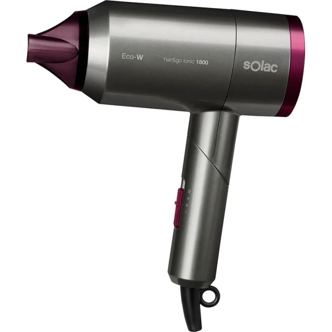 Solac Hair&Go Ionic 1800 Foldbar Hårtørrer Grå