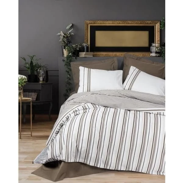 King Reinforced Bäddset 100% Bomuld, Brun, 220x240 cm