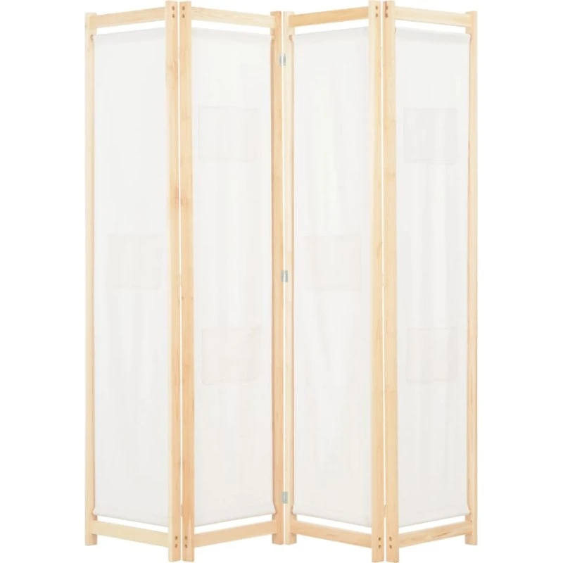 vidaXL 4-panels rumdeler 160 x 170 cm cremefarvet