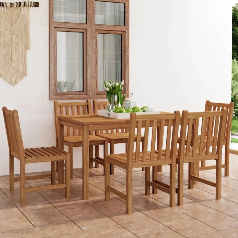 vidaXL 7-delt havespisesæt 140x80 cm massivt teaktræ