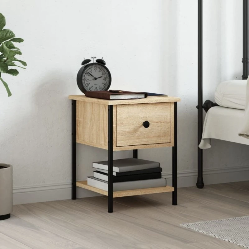 vidaXL Sengebord 34x35,5x45 cm konstrueret træ Sonoma-eg