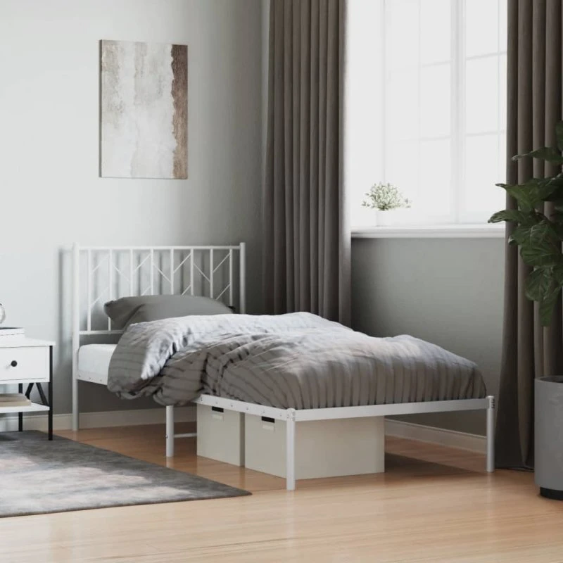 vidaXL Sengeramme 90x200 cm metal hvid