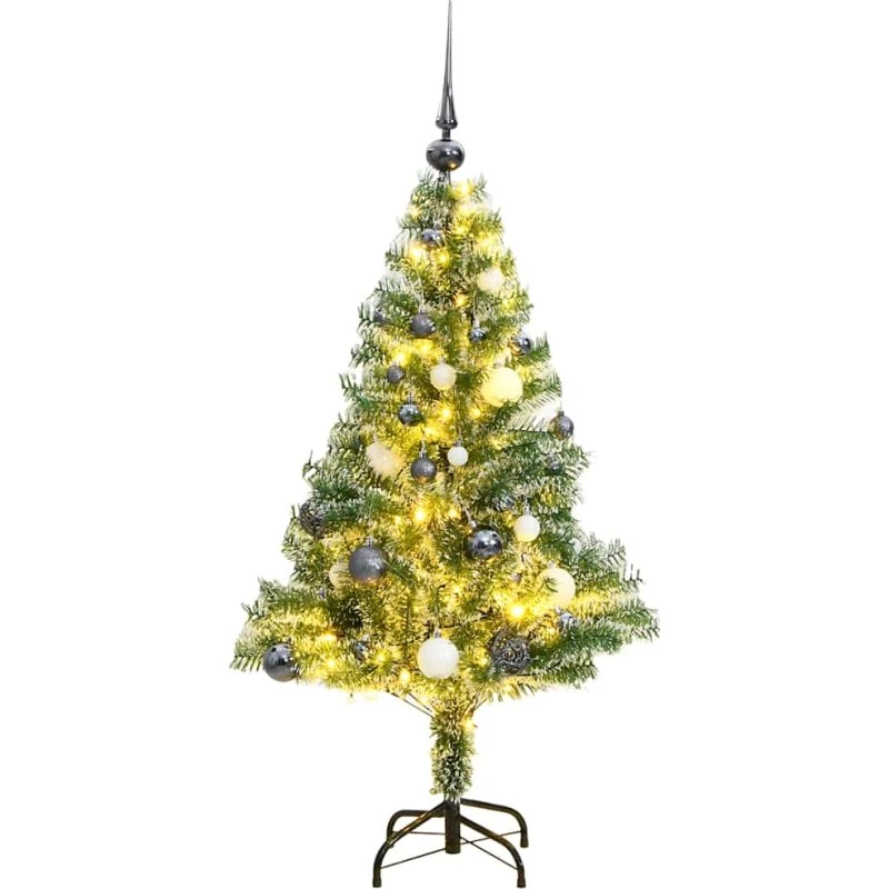 vidaXL Kunstigt Juletræ 150 cm med Sne, Kuglesæt og 150 LED'er