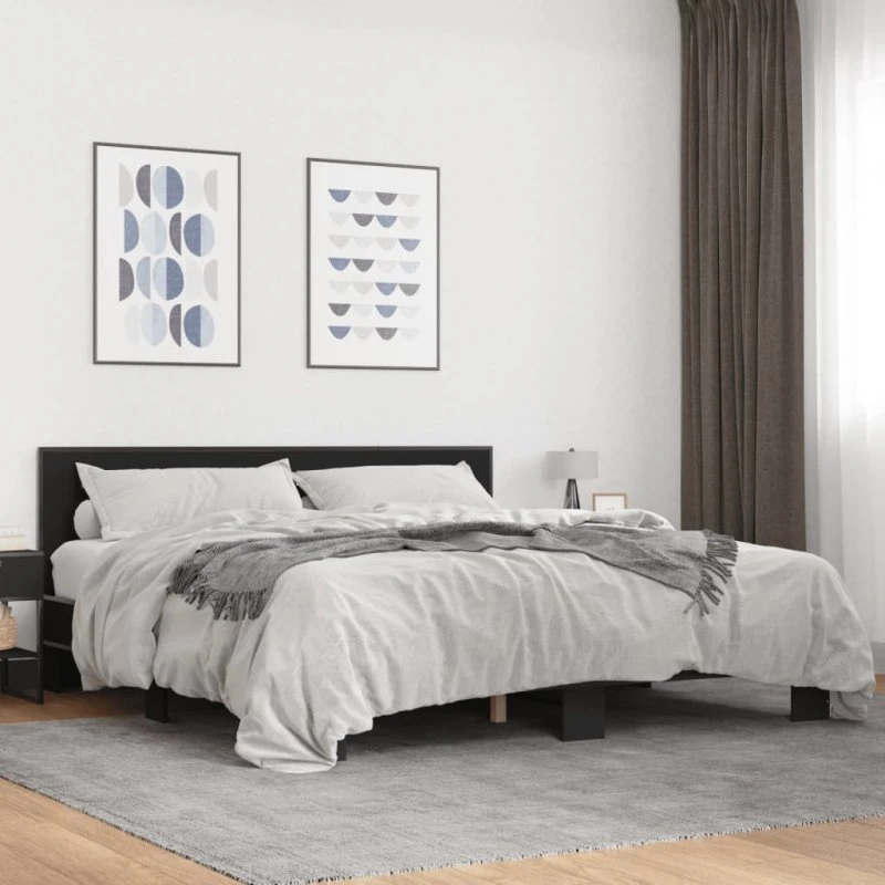 vidaXL sengestel 180x200 cm konstrueret træ og metal sort