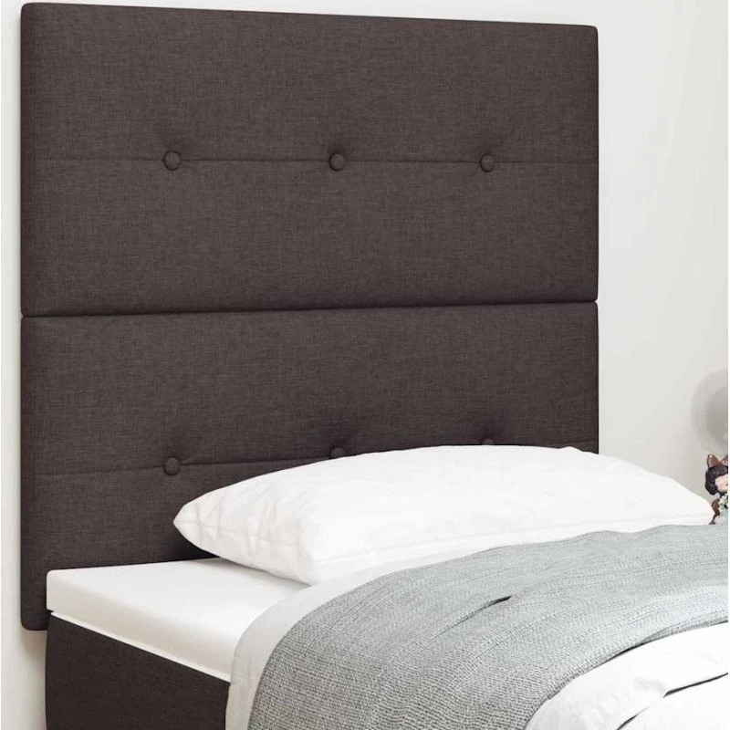 vidaXL LED-sengegavl mørk brun 90 cm stof