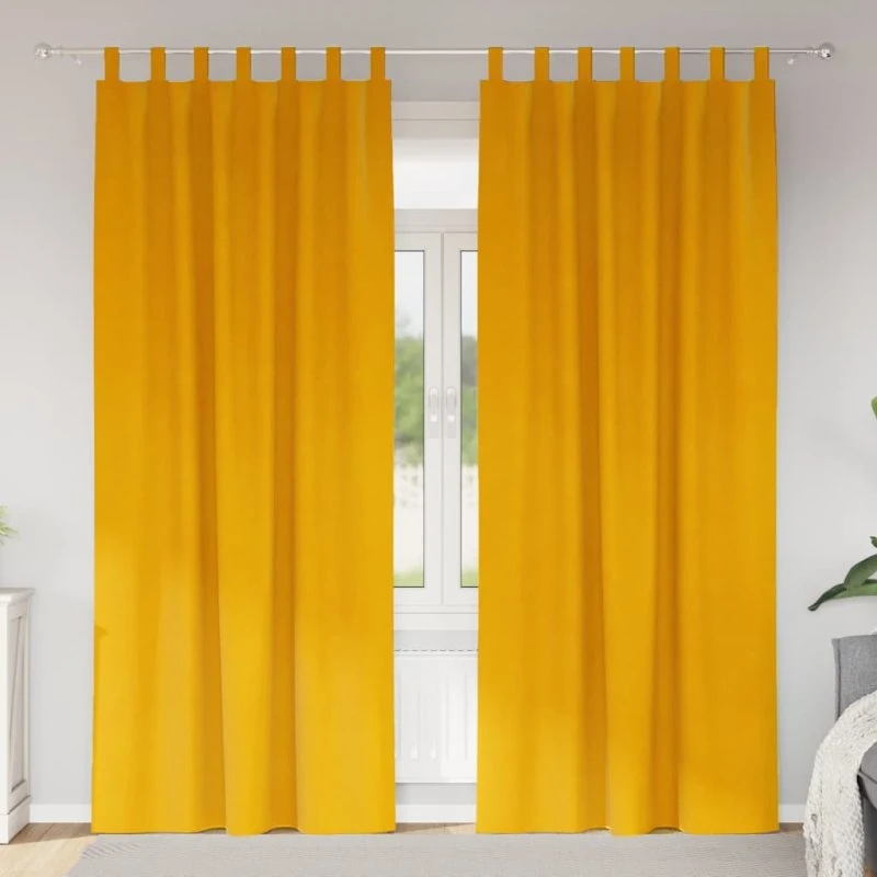 vidaXL Mørklægningsgardiner 2 stk Sennepsgul 140 x 260 cm Fløjl