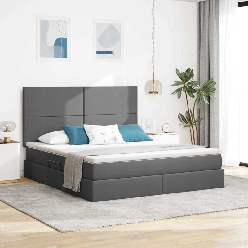 vidaXL Seng med opbevaring, mørkegrå 180 x 200 cm